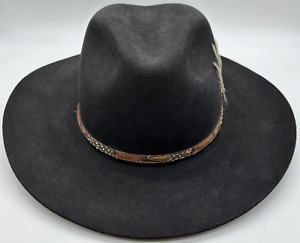 Vintage Master Leather Works Mens 5X Fur Felt Cowboy Hat 7 3/8 Faded Black