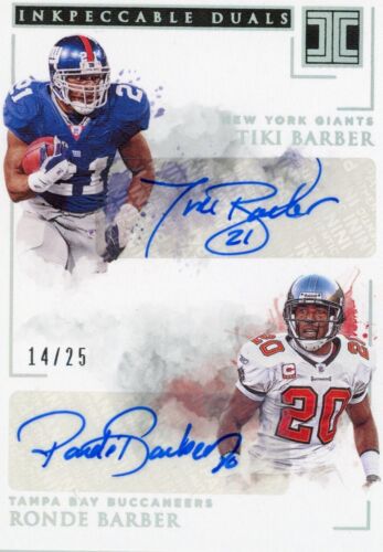 New Listing2019 Panini Impeccable Tiki Barber Ronde Barber Duals Autograph #14/25 - Giants