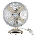 New 8 inch Retro 3-Speed Metal Tilted-Head Oscillation Table Fan Brushed Nickel