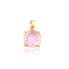 Cushion Shape Faceted Cut Pink Quartz Gold Plated Prong Setting Necklace Pendant