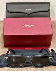 Authentic Cartier Sunglasses Santos De Cartier Gray Model T8201089 Boxes Papers