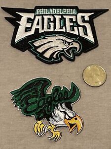 (2) Philadelphia Eagles Vintage Embroidered Iron On Patches Patch Lot 2.5” & 4.5