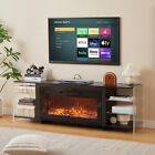 TV Stand with Fireplace with Power Port LED Display Media Entertainment Center