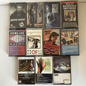 Lot Of 11 80s Pop Cassette Tapes Genesis Brian Adams Rick Springfield Asia