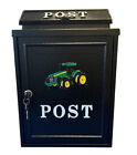 Wall Post Box Green tractor Wall Mounted Mail Box Black with painted tractor