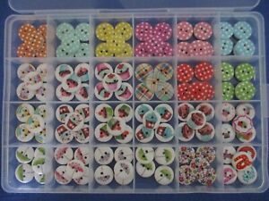 #17 Lot-120 New Medium Buttons 2 Holes White Wood Round Cupcake Sewing DIY Craft