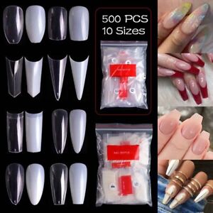 500Pcs French Acrylic False Nail Tips Coffin Stiletto Almond Nails Natural Clear