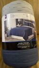 New Mainstays King Navy Solid Patchwork Quilt Reversible