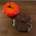 Le Creuset Vegetable Series Pumpkin mini cocotte Set cacao & orange w/Box Unused