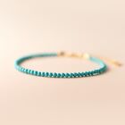 Turquoise Stone Bracelet Small Bead Dainty Delicate Elegant Healing Hand Chain