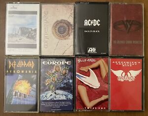 x8 Hard Prog Rock Heavy Metal Cassette Lot Def Leppard Great White AC/DC 70s 80s