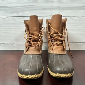 L.L. Bean Women’s 8” Unlined Brown Leather Duck Boots Lace Up Size 8 M
