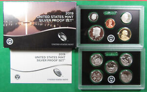 2019-S 10 Coin U.S. Mint Silver Proof Coin Set. With COA. .999 silver.(424209)