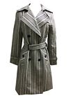 Coach 83422 Women's Heritage Striped Trench Coat Knee Length Jacket Blue Ivory