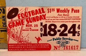 Nov. 18-24, 1945 St. Louis Bus Pass Ticket Stub Washington University