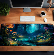 Bioluminescent Flora Deskmat - Nature Design, Realistic Image, Mushroom Desk Mat