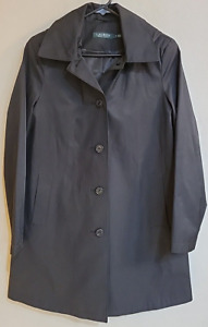 Lauren Ralph Lauren womens Jacket Trench Medium long length hood Black pockets