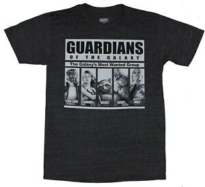 Guardians of the Galaxy Adult New T-Shirt - Wanted Black And White Poster Pic