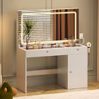 Large Makeup Vanity Table Set with LED Lighted Mirror & 2 Drawers Dressing Table