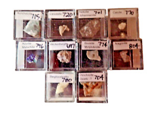 Micromount Mineral Lot MM80-10 Fine Specimens in Acrylic Boxes-Visit eBay Store!
