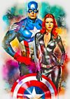 Captain America & Black Widow    2/5  ACEO Art Print Glossy  Card By.Marci