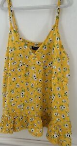 Size 8 Yellow Floral Superdry Shoe  String Strapped Summer Top