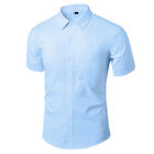 ✿Mens Short Sleeve Shirts Casual Formal Slim Fit Shirt Top XXS-XXL