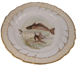 New ListingGreat Art Nouveau KPM Berlin Porcelain Fish Scene Plate Porzellan Teller Scenic
