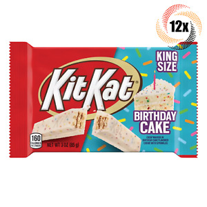 12x Packs Kit Kat Birthday Cake White Chocolate Wafer Candy Bars | King Size 3oz