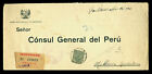 PERU 1934 OFFICIAL REGISTERED Consular MAIL cover w/ 50c  Sc# O30a to AUSTRALIA