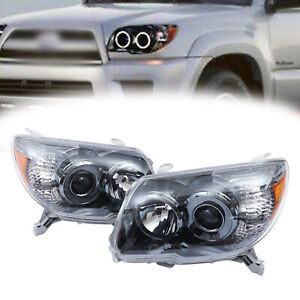 Pair Headlights Headlamps Dual Halo Black Projector For Toyota 4Runner 06-09 (For: 2006 Toyota 4Runner SR5 4.0L)