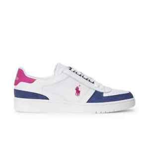 Polo Ralph Lauren Men's Court Low Top Sneaker White Navy Pink Size 11