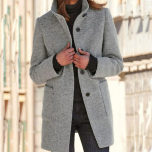 Women's Woolen Trench Coat Long Jacket Ladies Winter Warm Overcoat Outwear Tops
