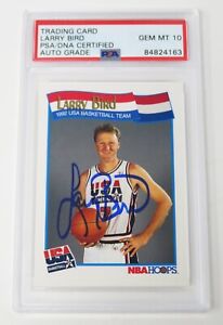 Larry Bird DREAM TEAM HOF Signed Autograph 1992 NBA Hoops Card 576 PSA 10 Auto