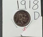 1918 D 5c Buffalo Nickel Coin TONED VF VERY FINE / XF Circulated Semi Key Date