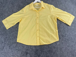 Blair Shirt Womens Extra Large Yellow Button Up 3/4 Sleeve Top Rayon N234