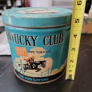 Tobacco Tin Kentucky Club Vintage Full Sized Round Tin with Lid