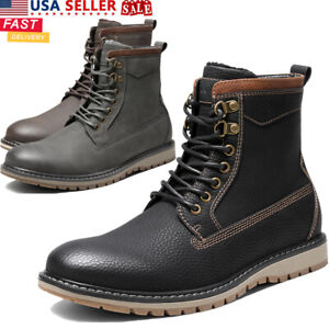 Men's Chukka Boots Dress Oxford Lace-Up Winter Snow Boots with Warm Fur Lining