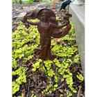 Rusty Metal Flower Pot Garden Yard Decor Art Ornament Angel Cherub