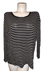 CAbi Top Women's Sz S Black White Striped Oversized Crosswalk LS Tee Shirt #4005