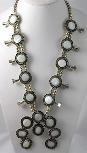 Native American Sterling Silver Mother of Pearl Squash Blossom 32