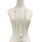 CHANEL Long Necklace CC Logo Gold Plated Costume Pearl Beaded B14A Authentic