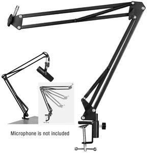 Microphone Stand, Adjustable Microphone Suspension Boom Scissor Arm Mic Stand