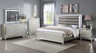 Modern Glam Style 5pc Bedroom Set Champagne Finish White Blue LED HB Queen Bed