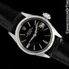 1964 ROLEX DATE / DATEJUST Ladies Vintage Watch with Black Dial- Stainless Steel