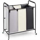 Sorter Cart 3-Section Rolling Dirty Clothes Hamper with Wheels & 600D Oxford