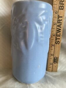 McCoy USA Butterfly Line 1940s Vintage Art Pottery Blue Ceramic Vase 6