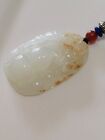 Cerrified Hetian seed Jade calabash pendant raw skin necklace size 45**31*12mm
