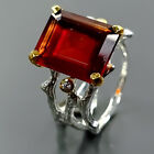 Handmade 7 ct Natural Hessonite Ring 925 Sterling Silver Size 9 /B-R2581