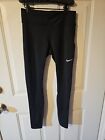Womens Nike Dri Fit Med Black Athletic Work Out Running Leggings With Calf Mesh.
